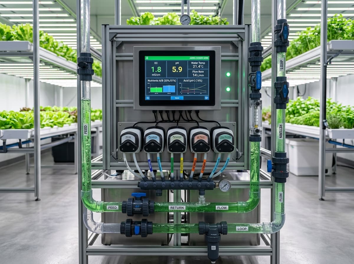 High-tech automated hydroponic fertigation and dosing unit